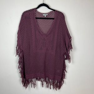 Daisy Fuentes Purple knitted pancho size small